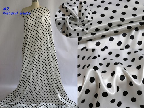 1 meter X 1.48 meter Polka Dots Fabric Satin Charmeuse Soft Lining Scarf Diy - Picture 8 of 23