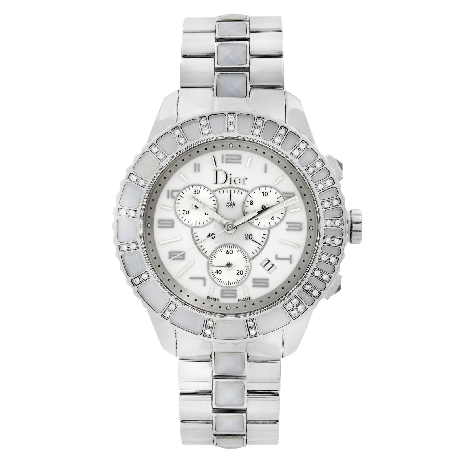 Montre à quartz Dior Christal 39 mm acier inoxydable diamant cadran blanc CD114311M001