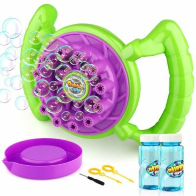 Seifenblasenmaschine für Kinder, Seifenblasenspielzeug Seifenblasenmaschine mit 2 Flaschen Flüssigkeit