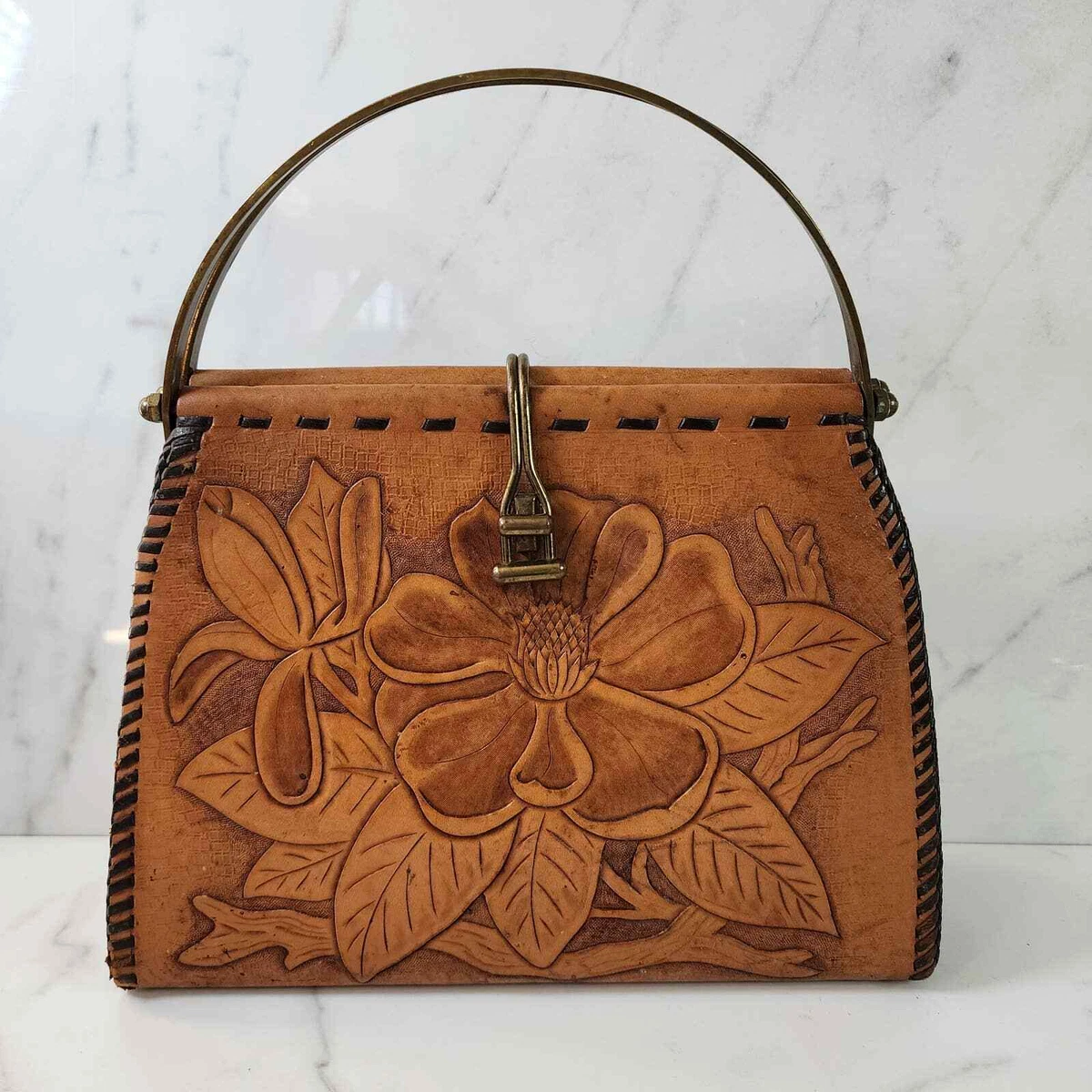 70s HIPPIE LEATHER BAG, Butterfly Tooled Vintage Leather Purse | Maya's  Curiosities