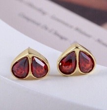 2Ct Pear Cut Simulated Red Garnet Women's Stud Earrings 14K Yellow Gold Plated