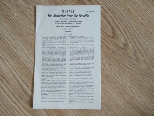 Mozart - The Abduction from the Seraglio - (2) 10 inch Record Set - M113-OP17 - Picture 5 of 8