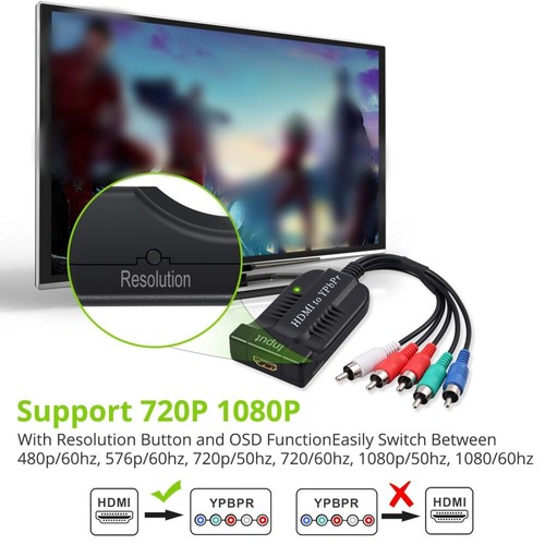 Adattatore convertitore HDMI a 1080P Component Video YPbPr 5RCA RGB cavo audio R/L - Foto 6 di 9