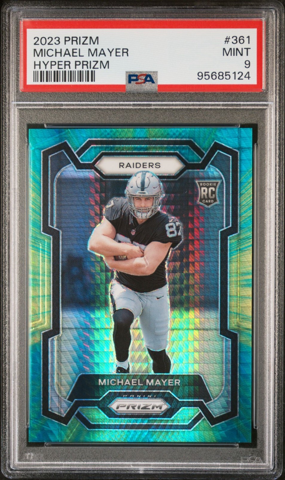Michael Mayer 2023 Prizm #361 Hyper /175 PSA 9 Mint RC SP Las Vegas Raiders