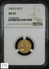 1925 D $2.50 Indian Head Gold Quarter Eagle Ngc Ms 62
