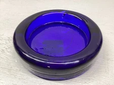 Gorgeous Blue Cobalt Glass Ashtray/Trinket Dish Very Thick New 6” D