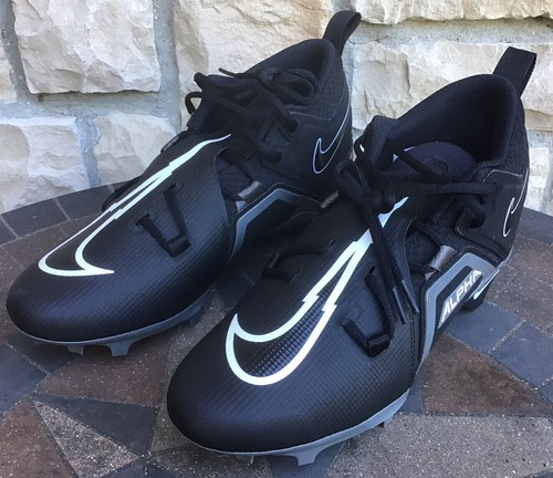 New Nike Mens Alpha Menace Pro 3 Mid Football Cleats CT6649-010 Black / Grey - Picture 3 of 4