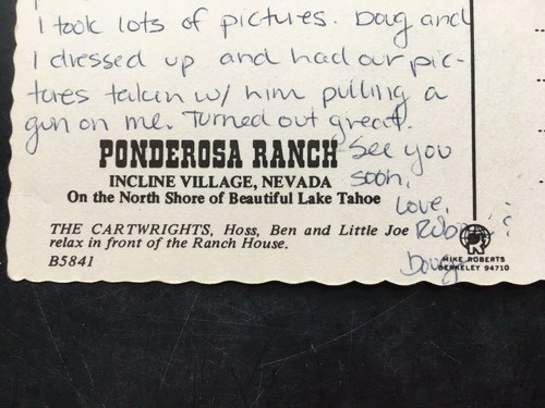 Ponderosa Ranch Bonanza TV Show Actores Estrellas Postal De Colección Usada 1979 - Imagen 7 de 8