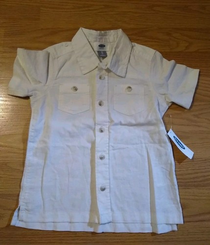 Old Navy Boys Button Shirt 3T Short Sleeve SS White Toddler NEW NWT