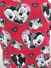 DISNEY Mickey Minnie Medium Scrub Top Red Valentine Hearts Love kiss S Small