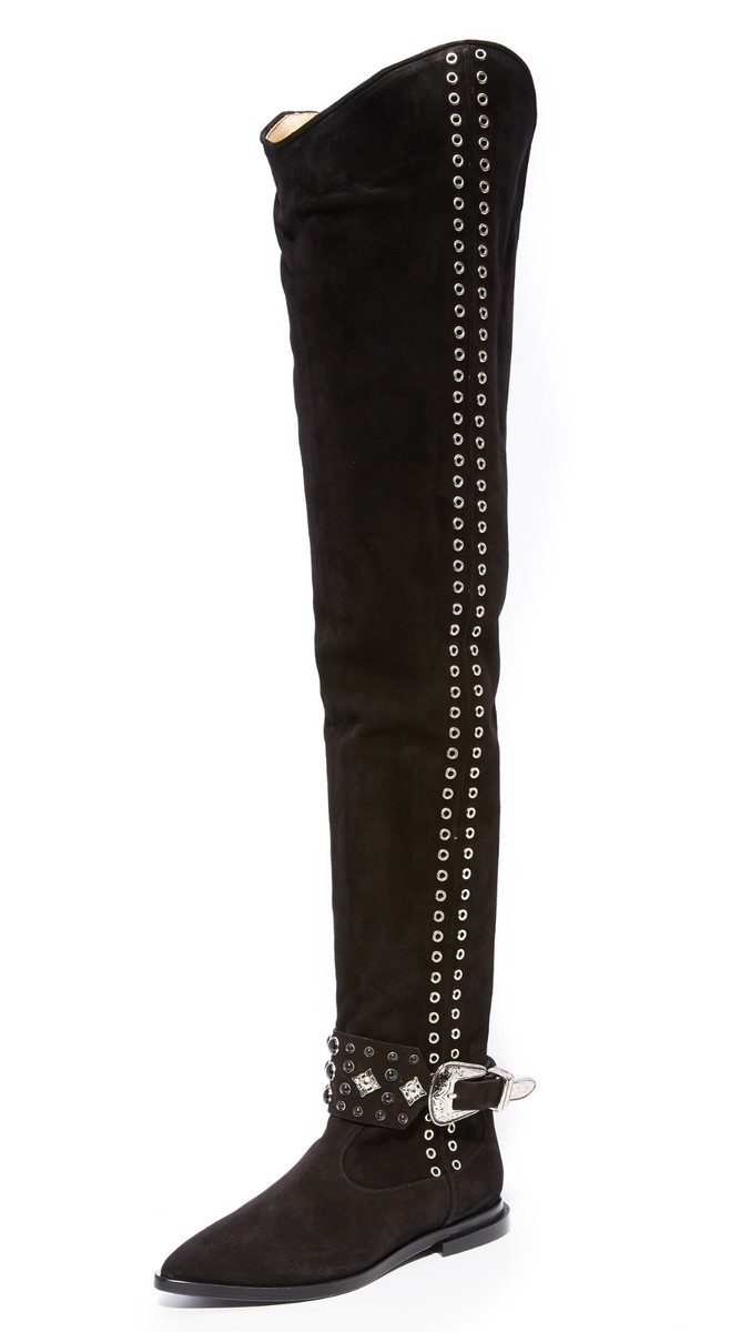 $890 TOGA PULLA Over the Knee Boots Rivets Suede Boots Thigh High