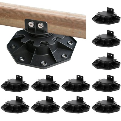 12 Pack Adjustable Deck Support, High Load Pedestal Deck Foundation Base Supp...