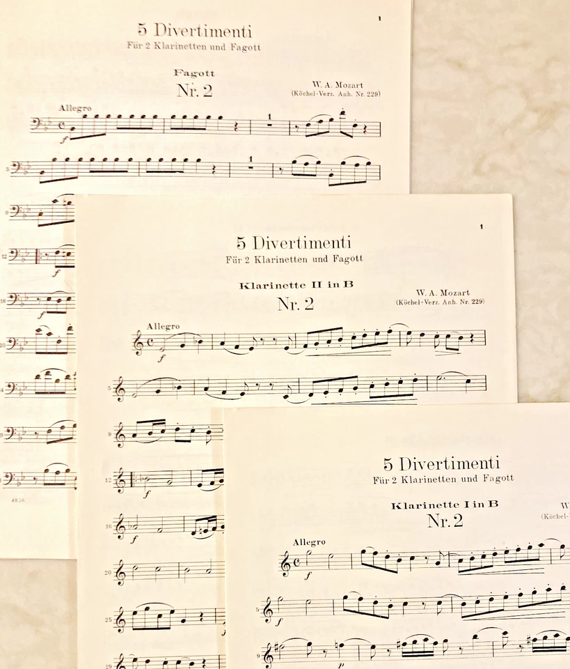 MOZART K229 - 20 WW. TRIOS - (2 CL. & BSN) - ($1.00 each trio!) - Image 2 of 4