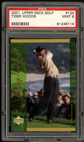 Tiger Woods Rookie Card 2001 Upper Deck Golf Defining Moments #124 PSA 9 - 第 1/2 張圖片
