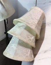 Set of 3 JACQUARD Clip On Shades Off White / Ivory 4" Bell Shape