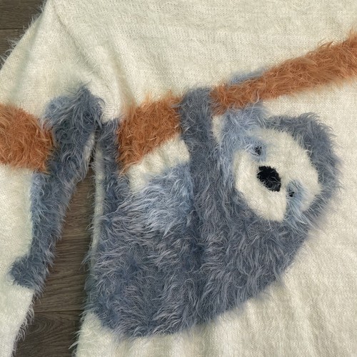 ZARA Knitwear Fancy Winter Collection Girls 11-12y Fuzzy Sloth Sweater - Picture 2 of 5