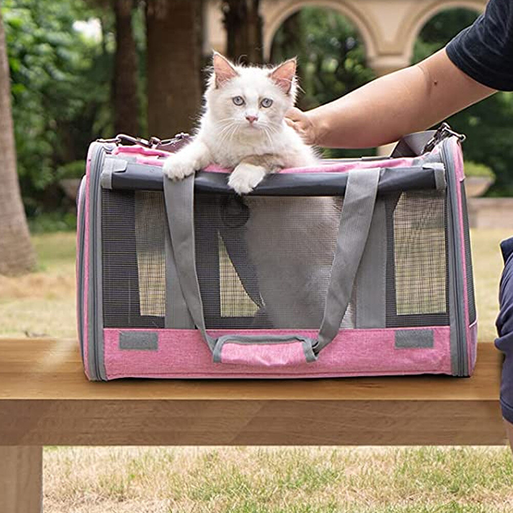 TIEKER FABRIC PET CARRIER BAG PORTABLE CAT TRAVEL CASE CAGE DOG