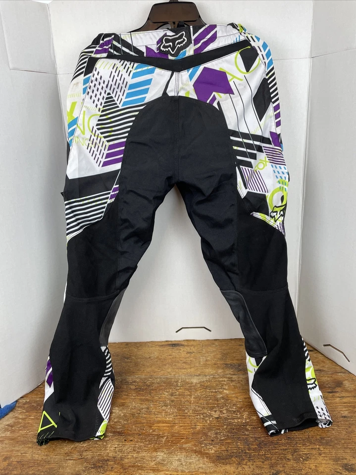 Pantalones Fox Racing 180 Motocross MX Racing con cinturón para mujer 11/12 negro blanco púrpura Foto 3 de 4