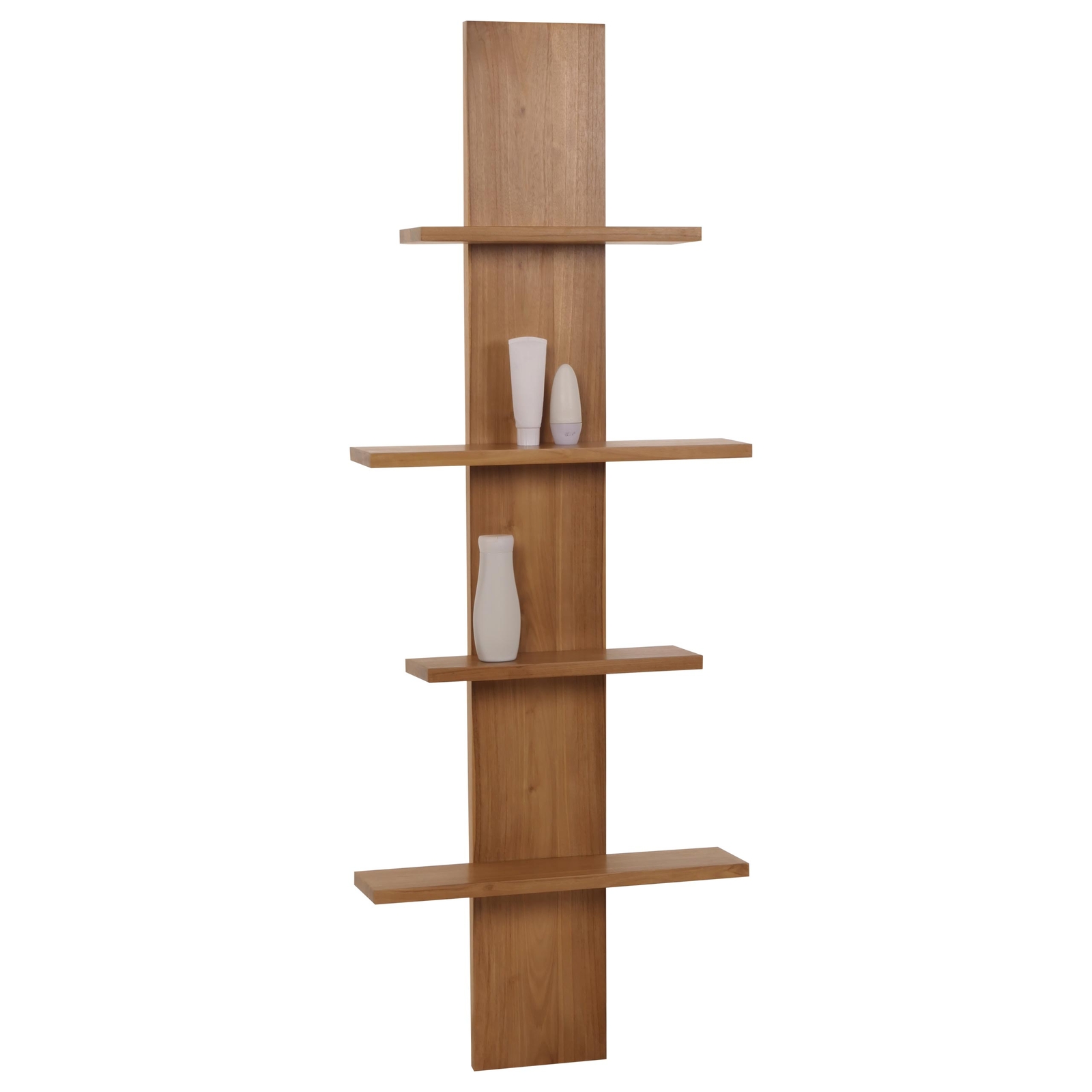 Teak-Wandregal HWC-M72, Badregal Hängeregal Regal, B-Grade-Teak, 51x56x15cm