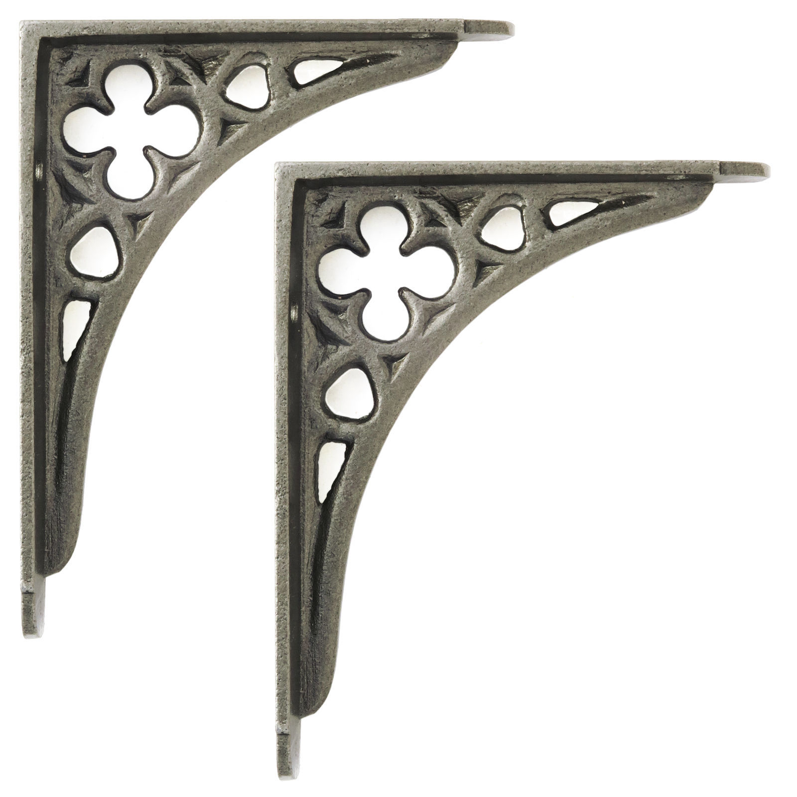 Pair of Mini Cast Iron Victorian Gothic Shelf Brackets antique style 4"" / 10cm
