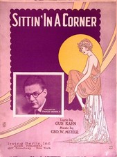 Sittin' In A Corner, Featured By Francis Kromar Jr., 1923 Vintage Sheet Music