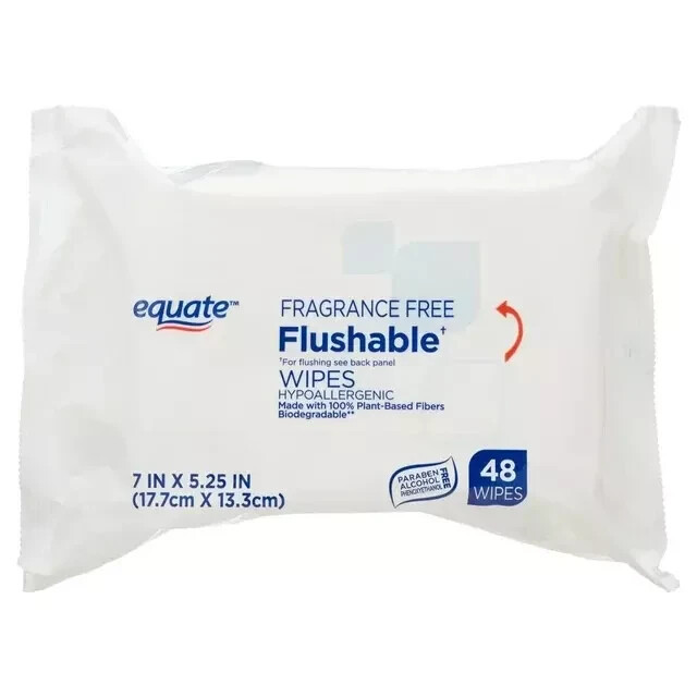 Equate Fragrance-Free Flushable Wipes, 144 Count in Packs