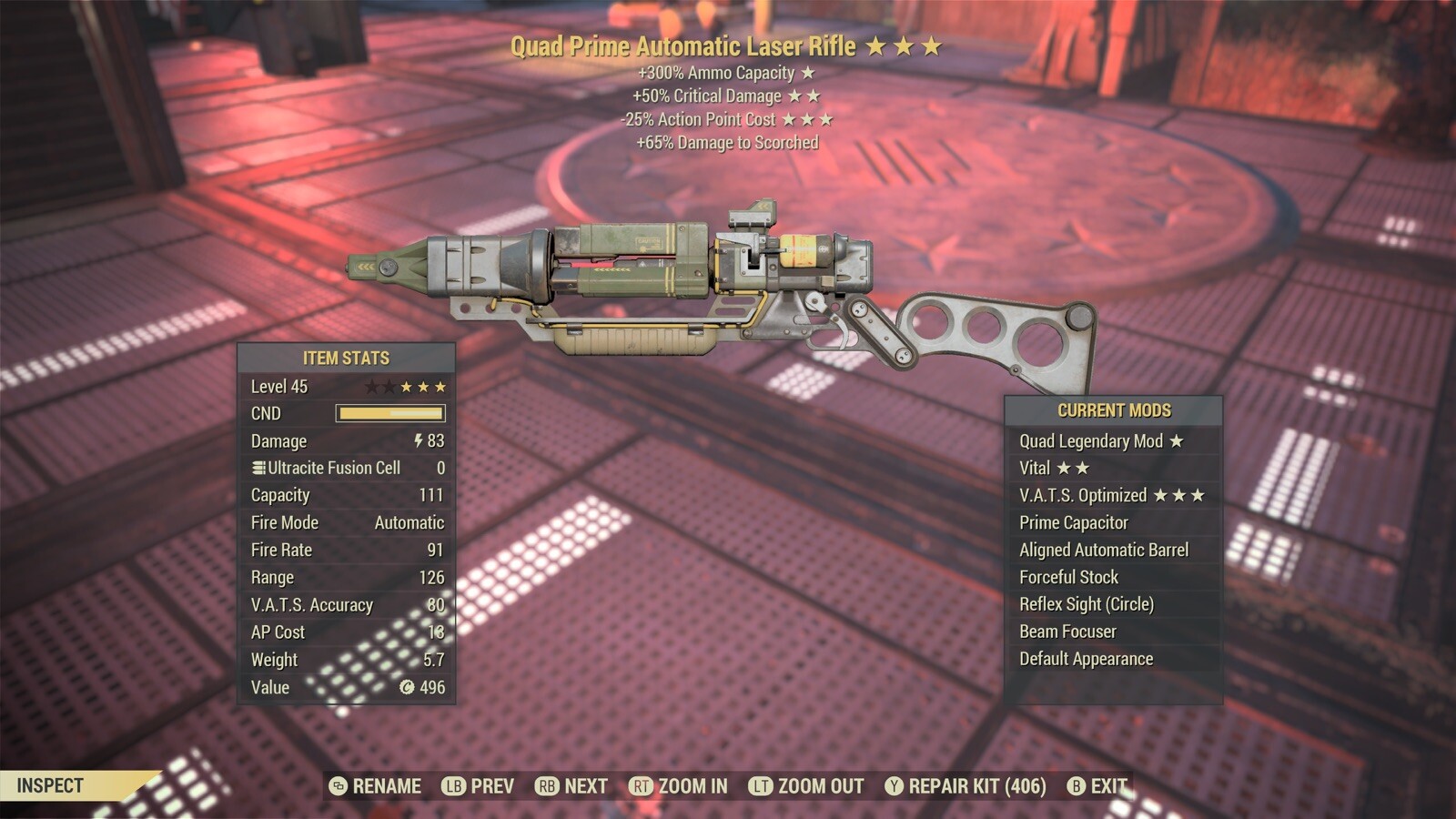 Fallout 76 Xbox Quad Laser Rifle, Q5025 Laser Rifle, (God Roll) ⭐️⭐️⭐️