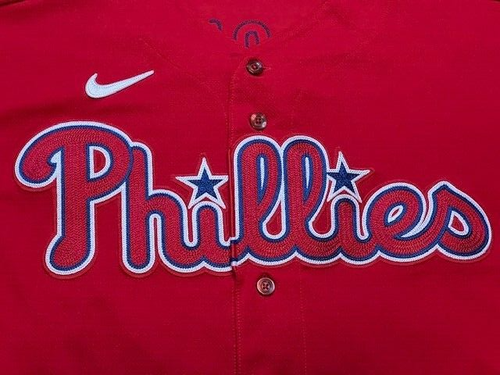 Trikot Cristian Pache Philadelphia Phillies 2023 Nike Rot Alternate Game Worn - Bild 5 von 12