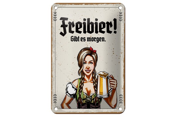 Blechschild Spruch 20X30 Cm Freibier Gibt Es Morgen WeißEs Deko Schild-image