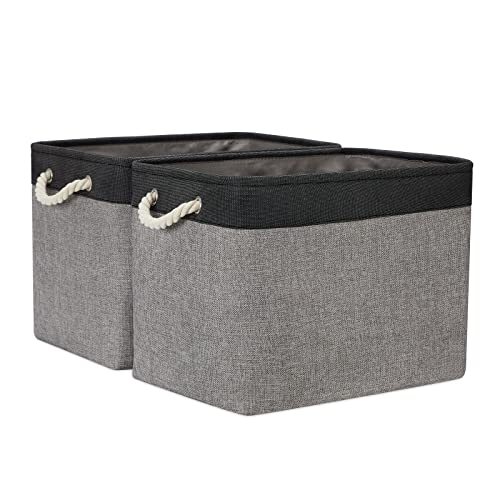 Large Storage Baskets 2 Pack Cloth Basket for 16Lx12Wx12H-2pcs Black&grey