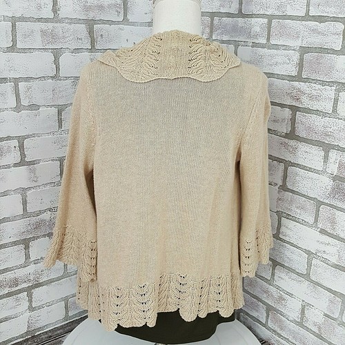 Croft & Barrow Cardigan Top Womens Small Lot Tan Green Sequin Crochet Lace Work - Picture 2 of 15