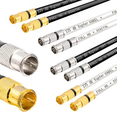 Antennenkabel Koaxial Koax Kabel 5-Fach F-Schnellstecker Quick 135dB TV Modem 
