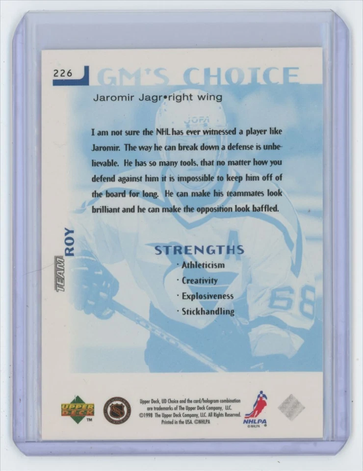 1998-99 Upper Deck Jaromir Jagr Hockey Cards #226 - Image 2 of 2