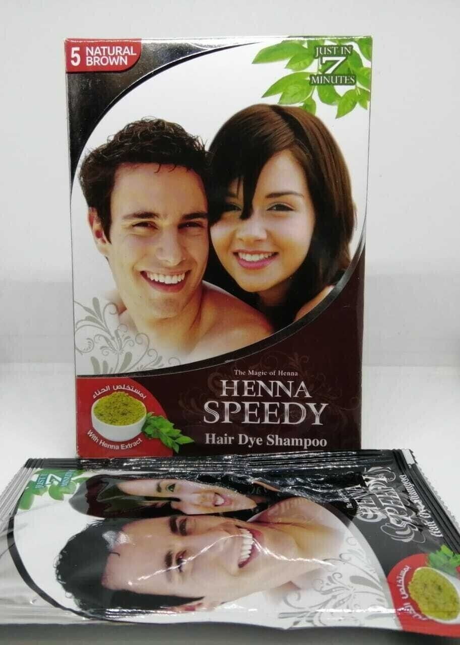Henna Speedy Hair Dye Shampoo Natural Brown 30ml Free Shipping World