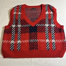 Wild Fable Knitted Striped Red Vest Size Large Preppy Oversized