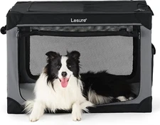 Collapsible Dog Crate Lesure Soft 36" Portable Travel Dog Crate Large Dogs BLACK