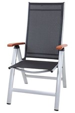 Klappsessel Elba S006-M17 silber-schwarz Aluminium Holzarmlehne Sun Garden