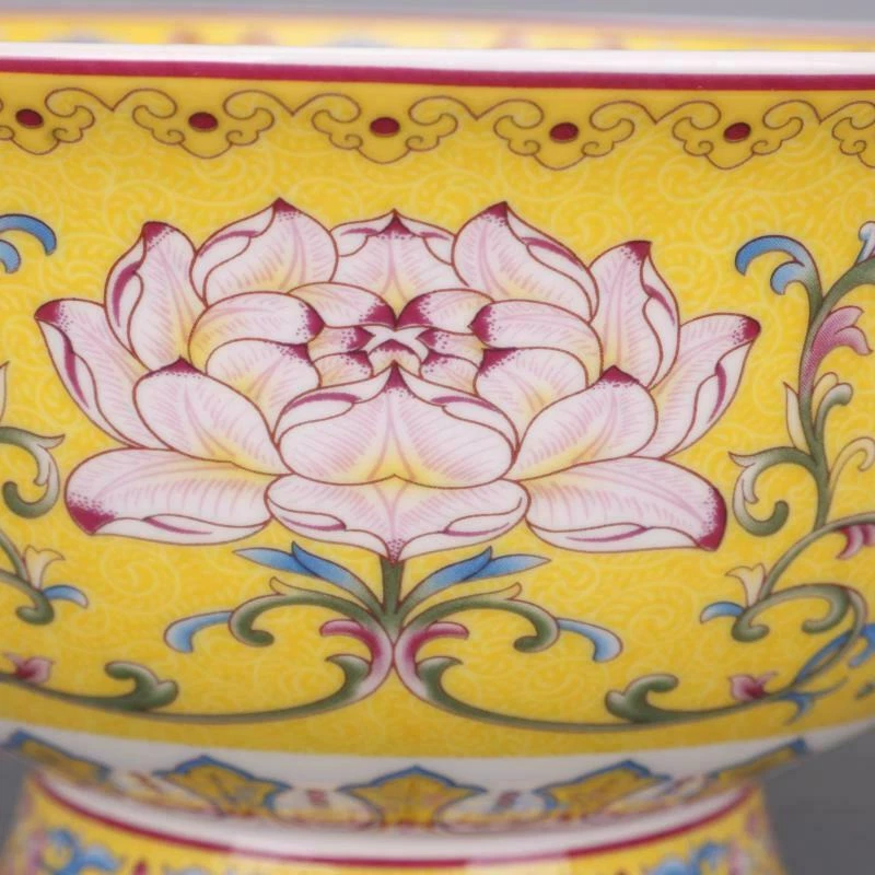 6-дюймовая китайская чаша Qing Qianlong из розового фарфора с рисунком цветка лотоса - Изображение 4 из 4