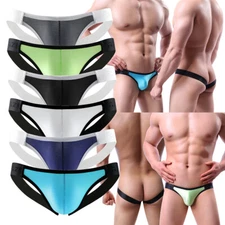 Men's Low Waist Underwear Backless Briefs Thongs Jockstrap Open Butt Underpants