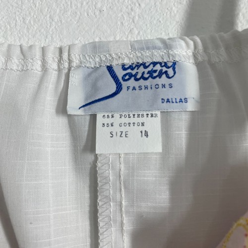 Top donna vintage anni 70 14 bianco orlo floreale prateria cottagecore floreale boho - Foto 8 di 8