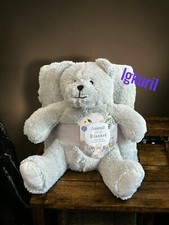 Gray Bear Animal  Blanket Throw Gift Set 40x50 Silver One 2 Piece Plush NEW