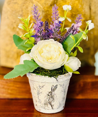 Handmade Spring Rabbit Floral Basket