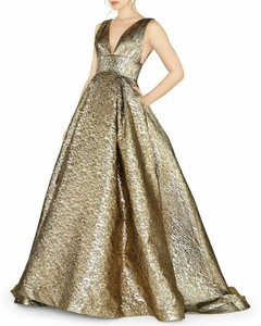 mac duggal metallic jacquard ballgown