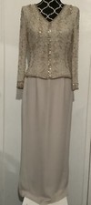 Avanty Designs Collection Beaded Evening Beige Gown Sz 10 See Description