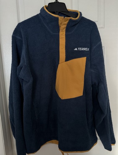 adidas Men’s Large Terrex XPloric High Pile Snap Fleece Pullover Steel IN3108