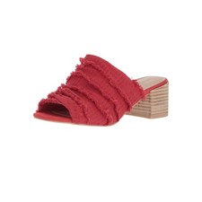 Kelsi Dagger Brooklyn - Seigel Heeled Sandals Red Frayed Block Heel Size 6.5