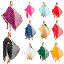 Women Silk Dupatta Gota Patti Work Desinger Chunni Wrap Shawl Traditional Scarf