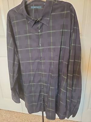 Perry Ellis Dress Shirt Blue And Green Plaid Size 3XL Tall