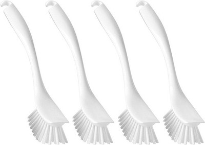 Set of 4 IKEA ANTAGEN White Dish Washer Brush with Scraper Edge Kitchen Tool New