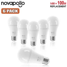 6 PACK LED Light Bulbs 100 Watt Equivalent 14W 1500 Lumens Soft Warm White 2700K